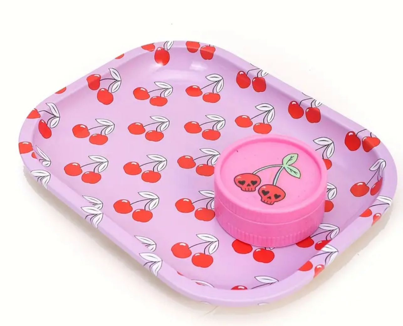 Cute Rolling Tray & Plastic Grinder Bundle